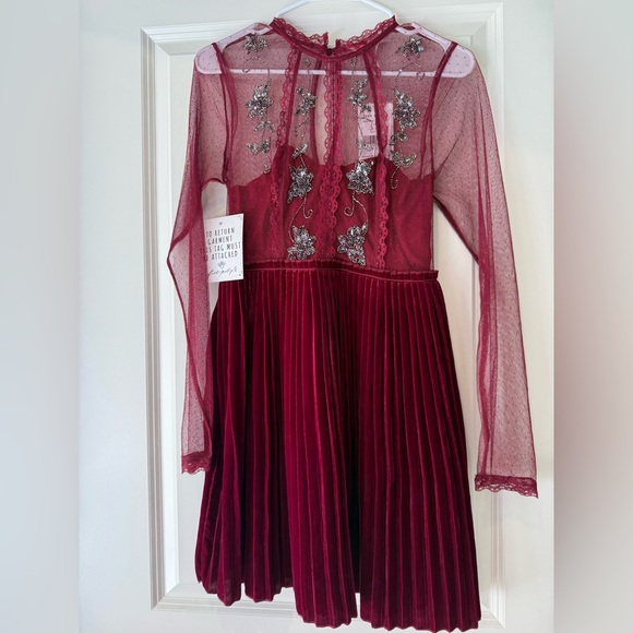 Free People Burgundy Embroidered Mini Dress - Picture 7 of 7